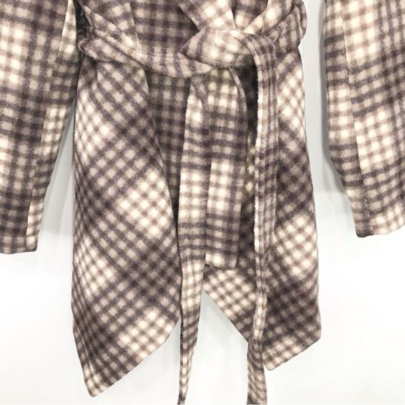 Maurices Brown Cream Plaid Drape Wrap Jacket NEW - Picture 4 of 16